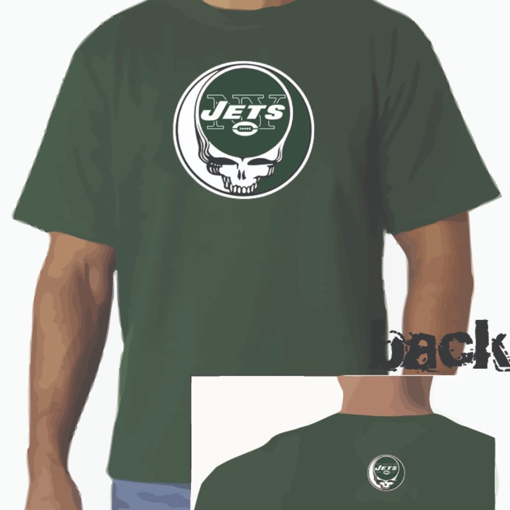 On the MetLife Lot Jets Grateful Dead & Company New York Stealie Mash-up T-shirt - Picture 2 of 3